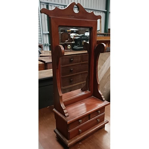 171 - A French walnut bedroom mirror, the base with three drawers, 95 x 40 cmPlease note collection is fro... 