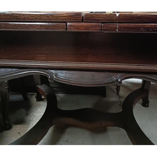 161 - An early 20th century French oak draw leaf dining table on carved cabriole legs, 125 cm x 103 cm, an... 