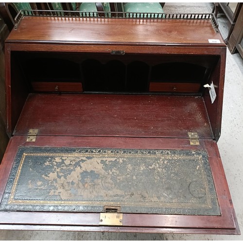 160 - An Art Nouveau style bureau, with an inlaid fall front, 77 cm widePlease note collection is from TA9... 