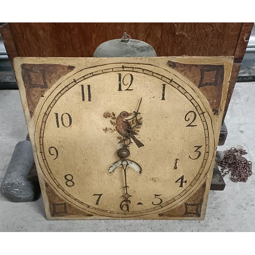 221 - A longcase clock, the painted dial with susidiary date dial, in an oak case, 200 cm highPlease note ... 