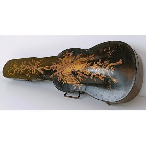 1143 - A 19th century lacquered gilt decorated violin case