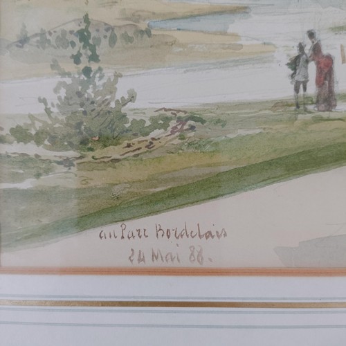 1211 - Emile Dominique Roux (French 1882-1915), Figures In A Park, watercolour, titled, dated 24th Mar '86,... 