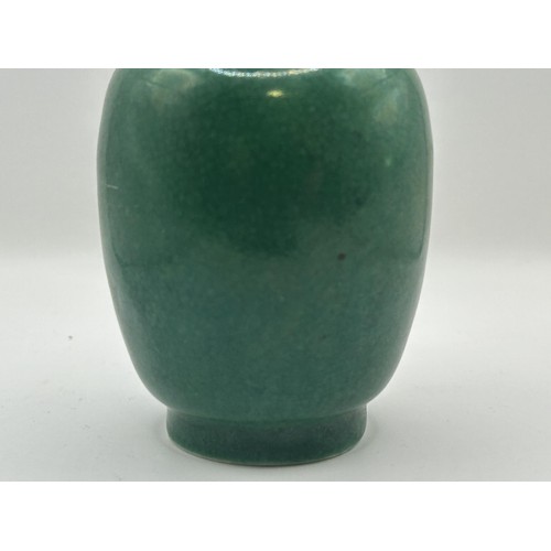 844 - A Chinese green glazed vase, 12 cm high