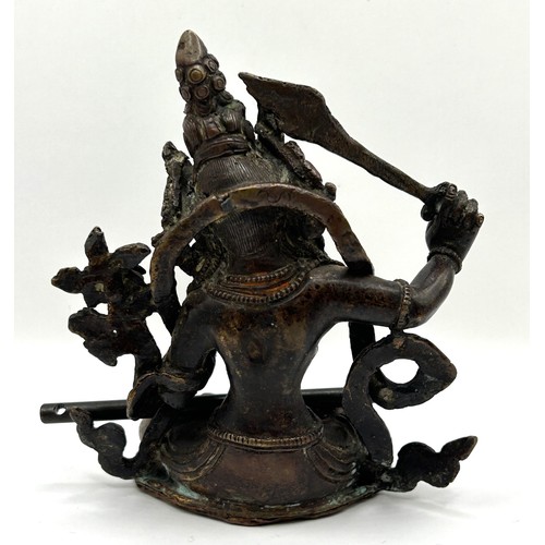 856 - A bronze Manjuinri, 14 cm high