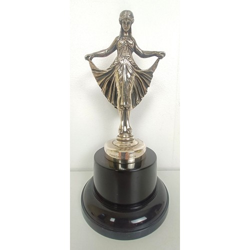 126 - A rare Ballerina Girl accessory mascot, after G Poitvin, silvered bronze, the figure of a ballerina ... 