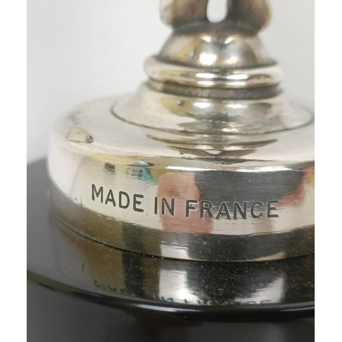 126 - A rare Ballerina Girl accessory mascot, after G Poitvin, silvered bronze, the figure of a ballerina ... 