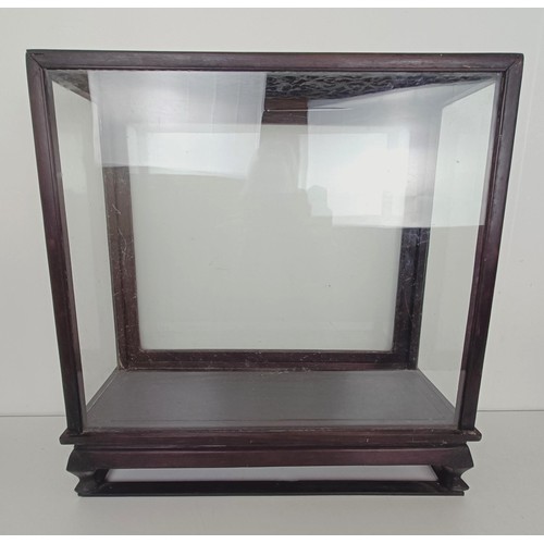 880 - A Chinese hardwood mother of pearl inlaid table top display cabinet, 47 cm wide