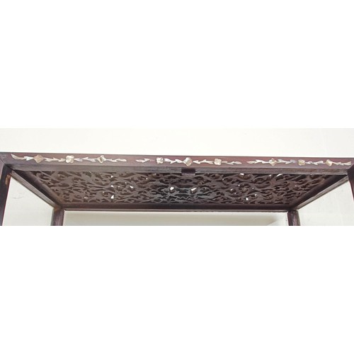 880 - A Chinese hardwood mother of pearl inlaid table top display cabinet, 47 cm wide