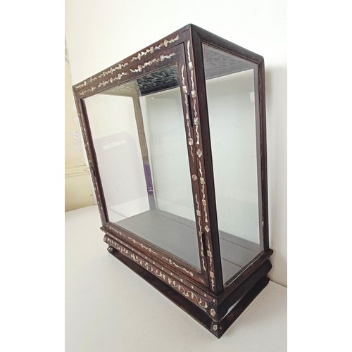 880 - A Chinese hardwood mother of pearl inlaid table top display cabinet, 47 cm wide