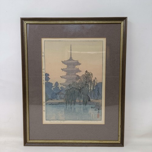 906 - A Japanese print, landscape, signed in pencil, 26 x 18 cm, and another, 18 x 26 cm (2)