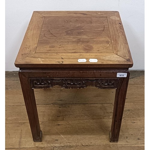 875 - A Chinese carved low table, with a pierced freize, 45 cm wide