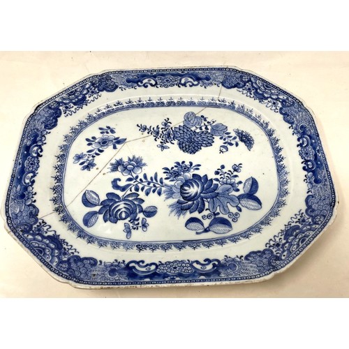 976 - A Chinese dish, decorated in underglaze blue, 38 cm wide, and a similar plate, 37 cm wide