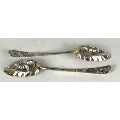 61 - A pair of silver berry spoons, (2)