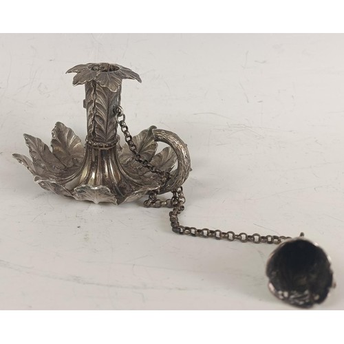 69 - A Victorian silver novelty chamberstick, in the form of leaves, with a candle snuffer, Birmingham 18...