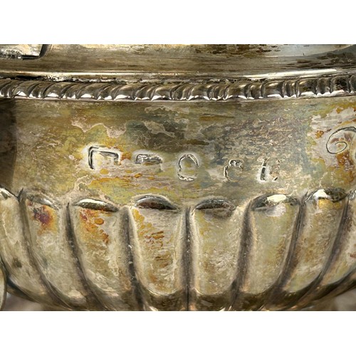 100 - A 19th century silver cream jug, marks rubbed, and a baby's push and spoon, cased, 8.2 ozt (2)