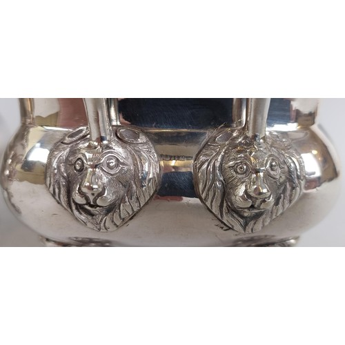 115 - A pair of George III silver tureens and covers, with lions mask handles, on four paw feet, Edinburgh... 