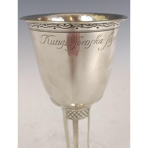 117 - An Anderson silver coloured metal goblet, engraved 'Kungl. fuenska segelsjallskapets kappsegling 19 ... 