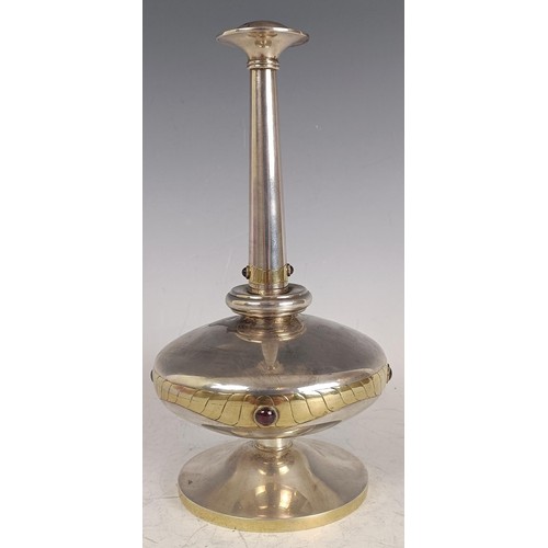 118 - An Elizabeth II silver and cabouchon stone rosewater sprinkler, with silver gilt engraved decoration... 