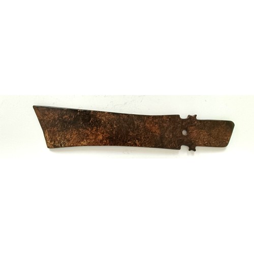 987 - A Chinese russet jade blade, 40 cm wide