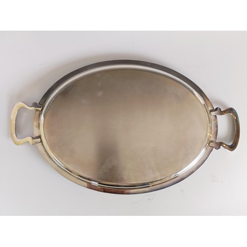 3 - A modern silver oval two handled tray, London 1995, 28.2 ozt, 49 cm wide...