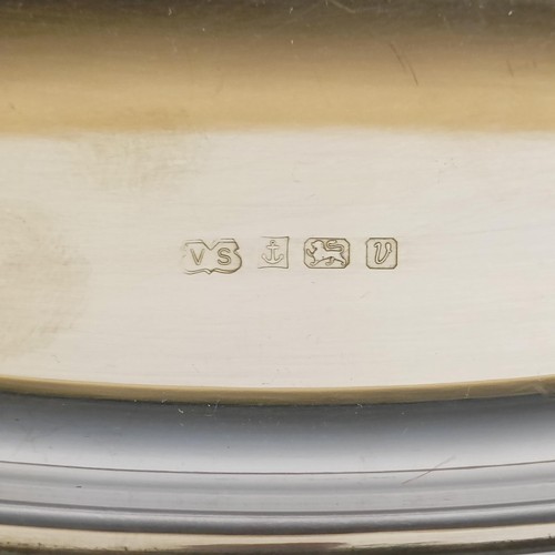 3 - A modern silver oval two handled tray, London 1995, 28.2 ozt, 49 cm wide...