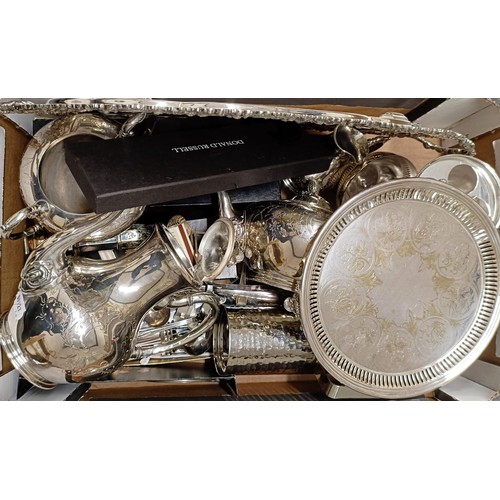 4 - A late Victorian silver plated four piece tea and coffee service, and other silver plate (box)