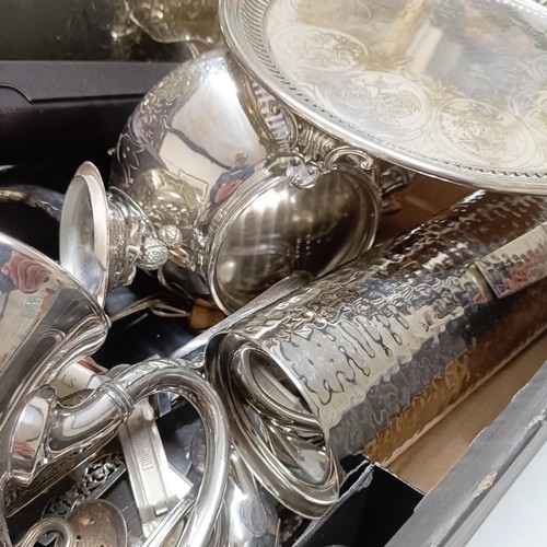 4 - A late Victorian silver plated four piece tea and coffee service, and other silver plate (box)