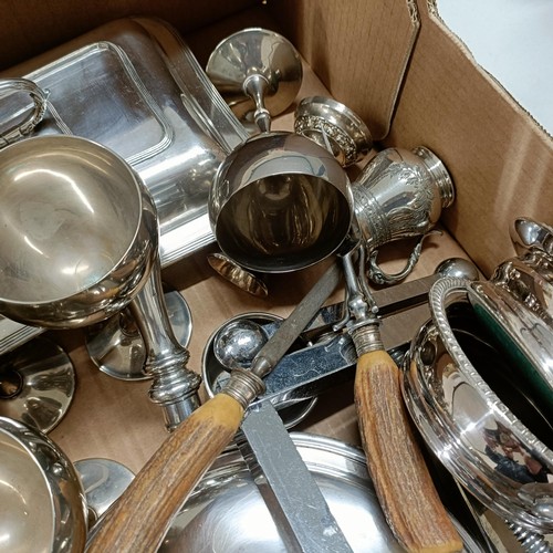 6 - A silver plated chaffing dish, and assorted silver plate (box)...