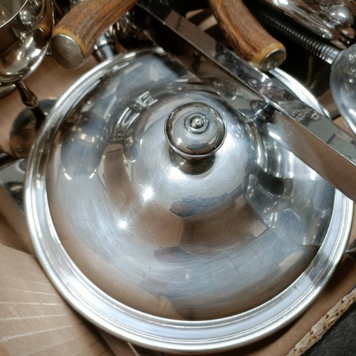 6 - A silver plated chaffing dish, and assorted silver plate (box)...