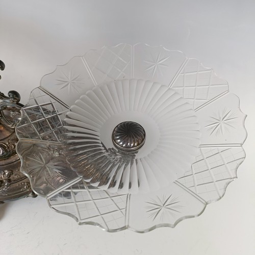 23 - A late Victorian silver plated three tier epergne, 56 cm wide