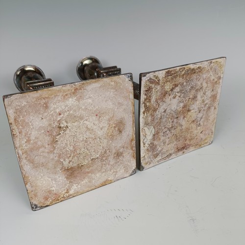 24 - A pair of late 18th century style plated on copper candelsticks (2)...