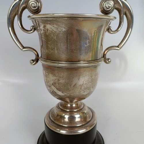 25 - An Edward VII silver trophy cup, Chester 1906, 15.6 ozt and stand