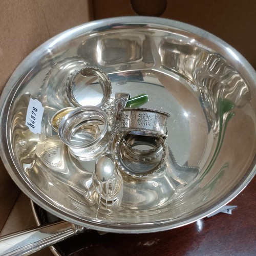 27 - A silver plate entree dish, and assorted silver plate (box)...