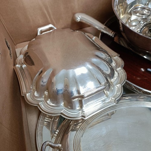 27 - A silver plate entree dish, and assorted silver plate (box)...