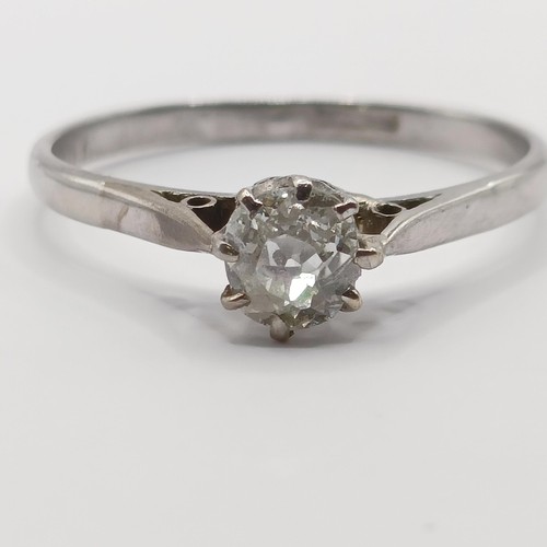 326 - An 18ct white gold and diamond solitaire ring, diamond 0.4ct approx., ring size M...