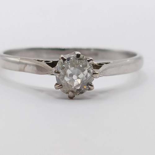 326 - An 18ct white gold and diamond solitaire ring, diamond 0.4ct approx., ring size M...