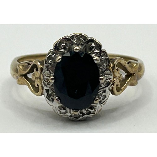 330 - A 9ct gold, white and blue stone ring, ring size N