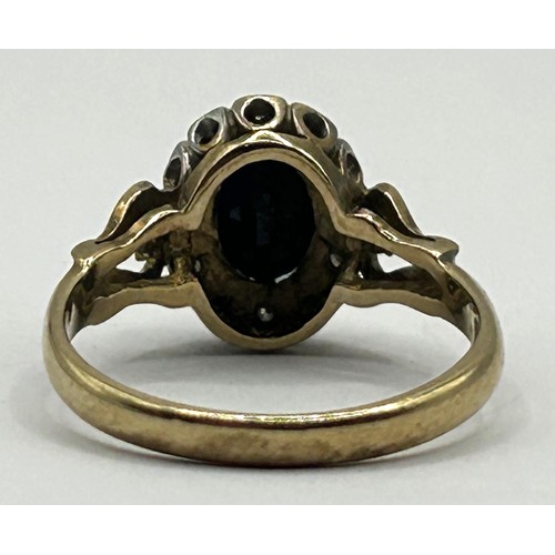 330 - A 9ct gold, white and blue stone ring, ring size N