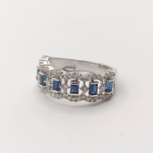 344 - A 14ct white gold, sapphire and diamond ring, ring size M...