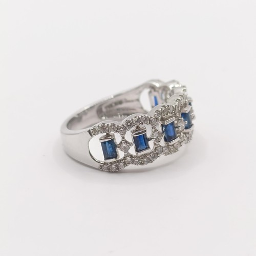 344 - A 14ct white gold, sapphire and diamond ring, ring size M...