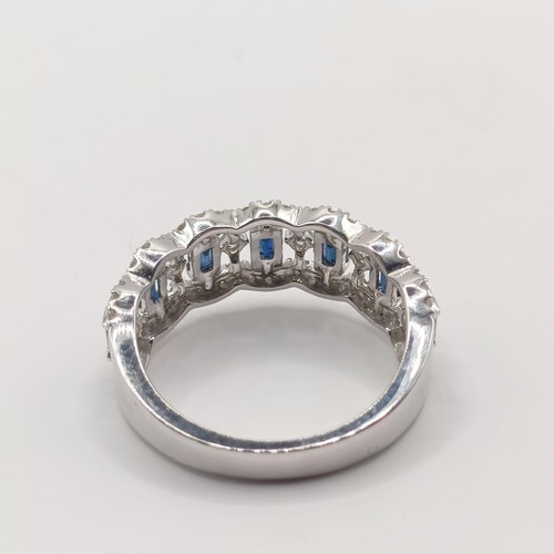 344 - A 14ct white gold, sapphire and diamond ring, ring size M...