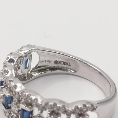 344 - A 14ct white gold, sapphire and diamond ring, ring size M...