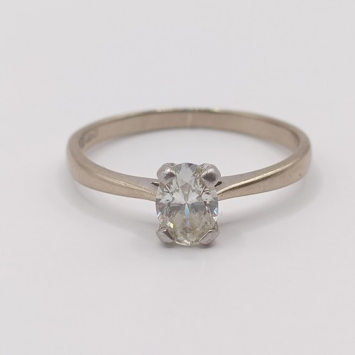 349 - A diamond solitaire ring, ring size M...