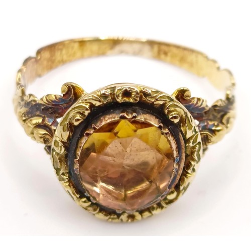 358 - A yellow coloured metal cocktail ring, ring size M...