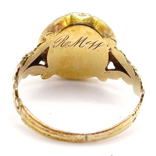 358 - A yellow coloured metal cocktail ring, ring size M...