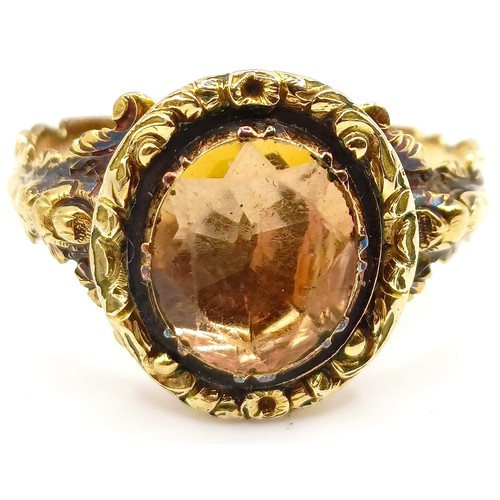 358 - A yellow coloured metal cocktail ring, ring size M...