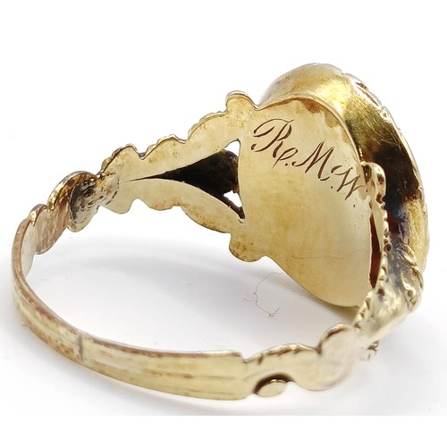 358 - A yellow coloured metal cocktail ring, ring size M...