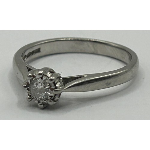 359 - A platinum and solitaire diamond ring, ring size H...