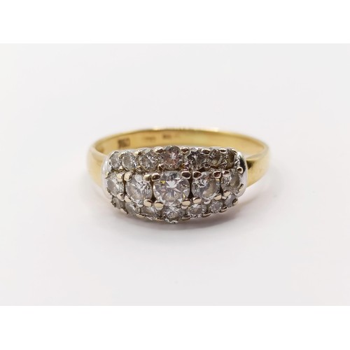 382 - An 18ct gold and diamond cluster ring, ring size I