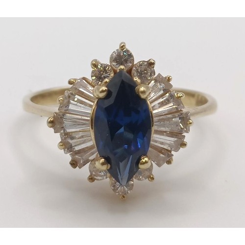 413 - A 9ct gold, blue and white stone cluster ring